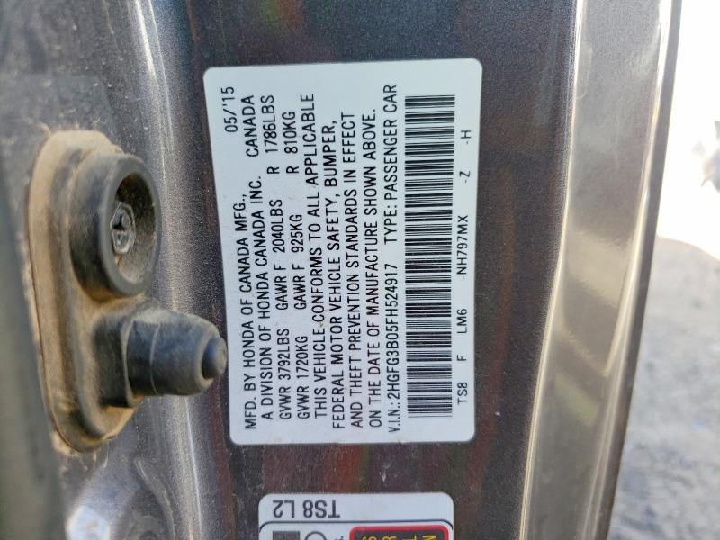 Aukcja sprzedaży 2015 Honda Civic, vin: 2HGFG3B05FH524917, numer aukcji: 67216246