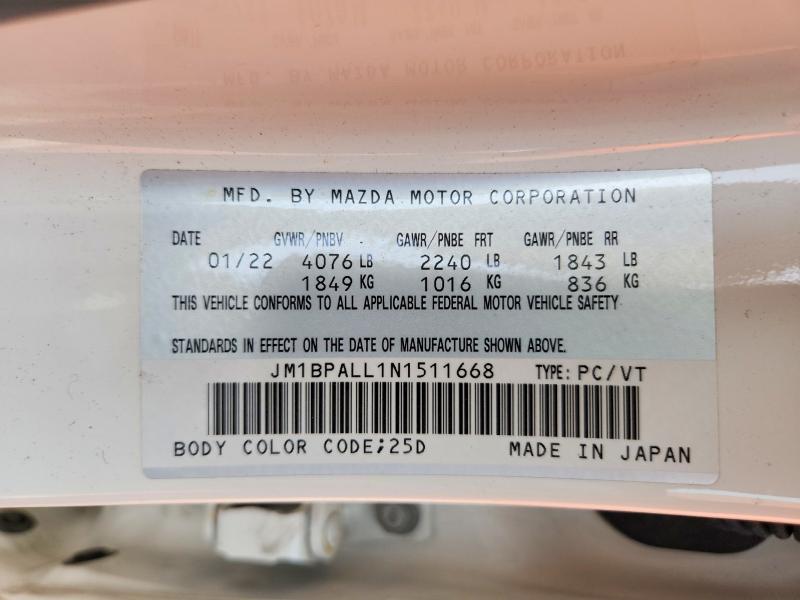 Продаж на аукціоні авто 2022 Mazda 3, vin: JM1BPALL1N1511668, номер лоту: 69601936
