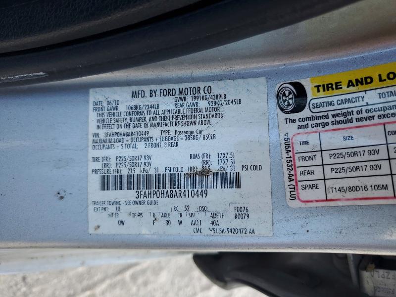 Продажа на аукционе авто 2010 Ford Fusion, vin: 3FAHP0HA8AR410449, номер лота: 70182596