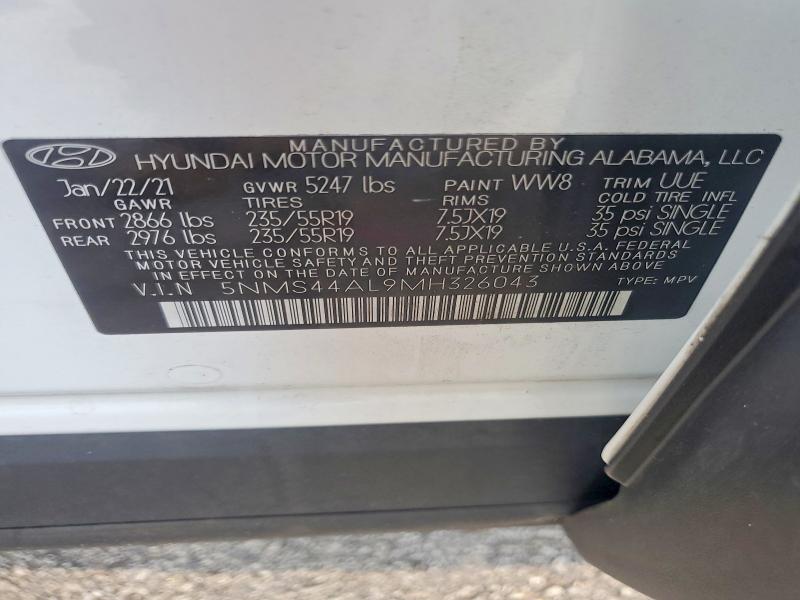 Aukcja sprzedaży 2021 Hyundai Santa Fe, vin: 5NMS44AL9MH326043, numer aukcji: 67681046