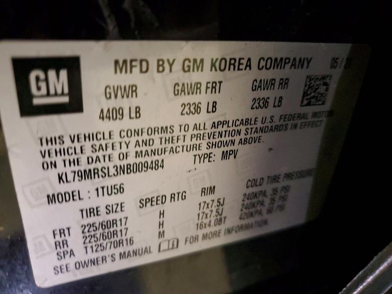 69073096 :رقم المزاد ، KL79MRSL3NB009484 vin ، 2022 Chevrolet Trailblazer مزاد بيع