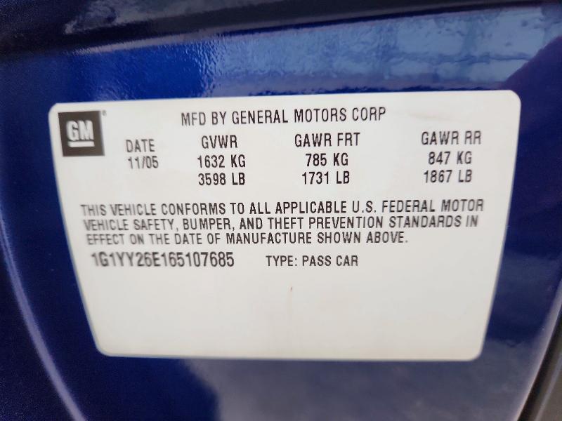 70468096 :رقم المزاد ، 1G1YY26E165107685 vin ، 2006 Chevrolet Corvette مزاد بيع