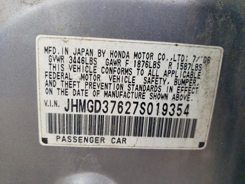 Aukcja sprzedaży 2007 Honda Fit, vin: JHMGD37627S019354, numer aukcji: 69376226