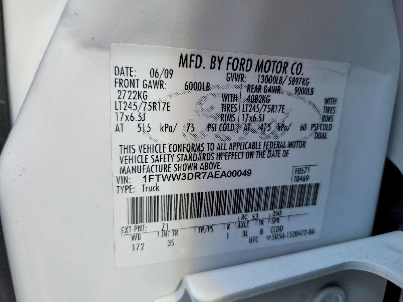 68135146 :رقم المزاد ، 1FTWW3DR7AEA00049 vin ، 2010 Ford F350 مزاد بيع
