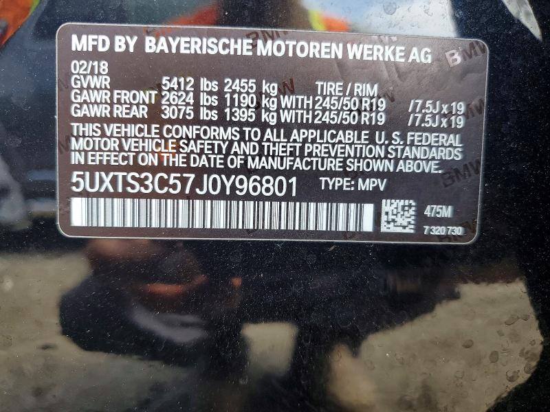 Продаж на аукціоні авто 2018 Bmw X3, vin: 5UXTS3C57J0Y96801, номер лоту: 65865856