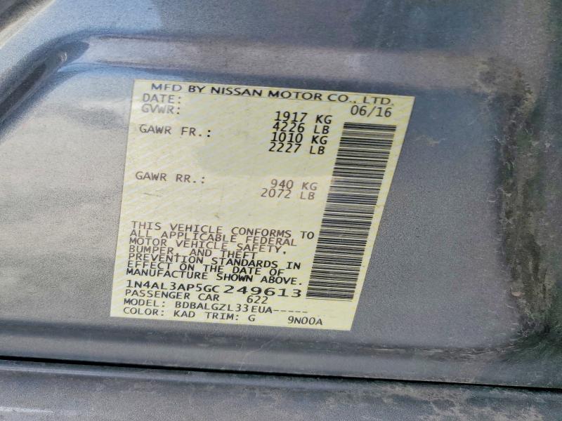 Продажа на аукционе авто 2016 Nissan Altima, vin: 1N4AL3AP5GC249613, номер лота: 69149746