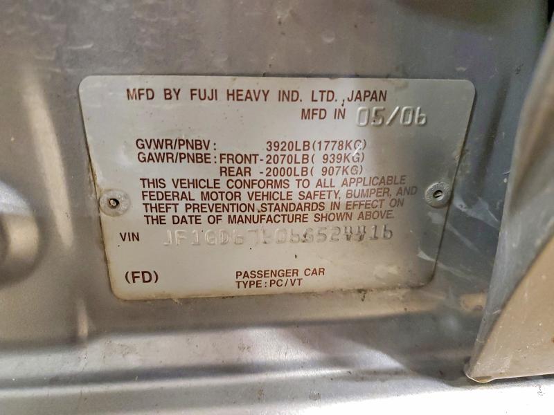 69603236 :رقم المزاد ، JF1GD67606G524416 vin ، 2006 Subaru Impreza مزاد بيع