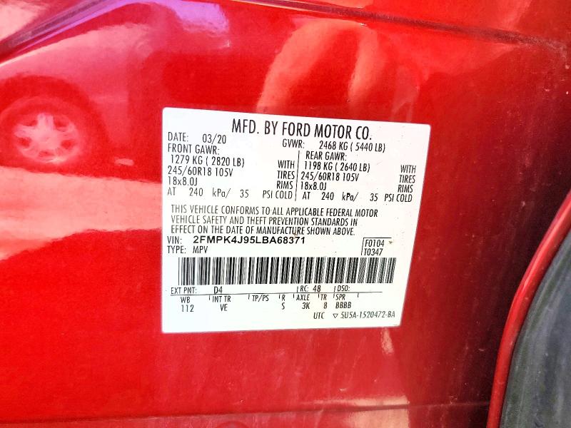 Продаж на аукціоні авто 2020 Ford Edge, vin: 2FMPK4J95LBA68371, номер лоту: 70011006