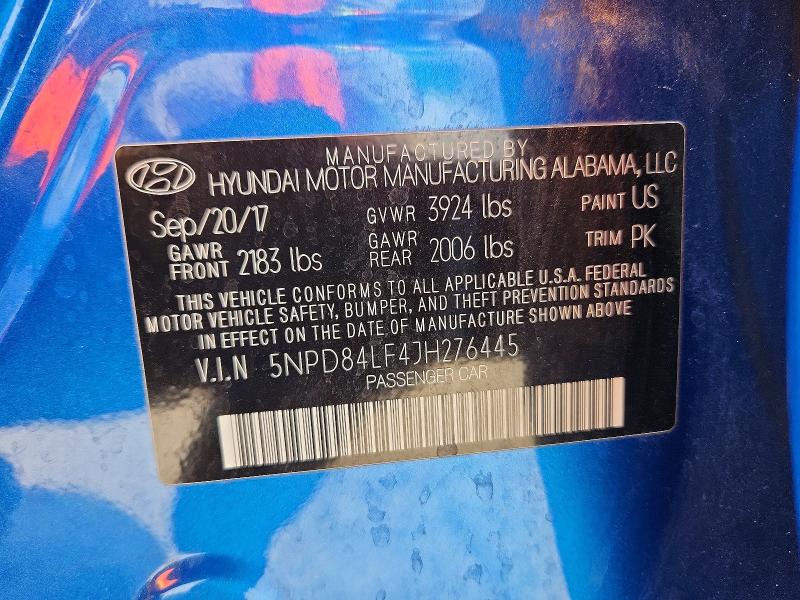 Aukcja sprzedaży 2018 Hyundai Elantra, vin: 5NPD84LF4JH276445, numer aukcji: 70563896