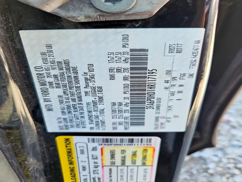 68970716 :رقم المزاد ، 3FA6P0HD1HR117195 vin ، 2017 Ford Fusion مزاد بيع