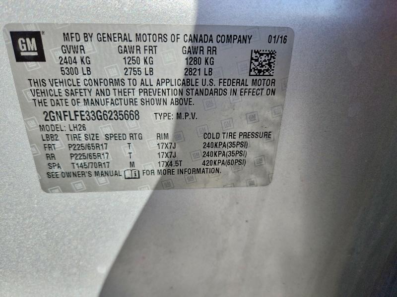 Продаж на аукціоні авто 2016 Chevrolet Equinox, vin: 2GNFLFE33G6235668, номер лоту: 68788086