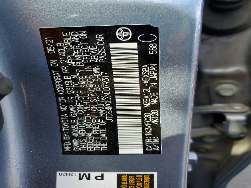 Продаж на аукціоні авто 2021 Toyota Corolla, vin: JTDS4MCEXMJ079317, номер лоту: 70114486