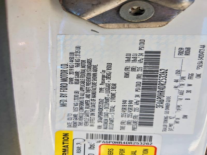 2013 Ford Fusion მანქანა იყიდება აუქციონზე, vin: 3FA6P0HR4DR253262, აუქციონის ნომერი: 70628726