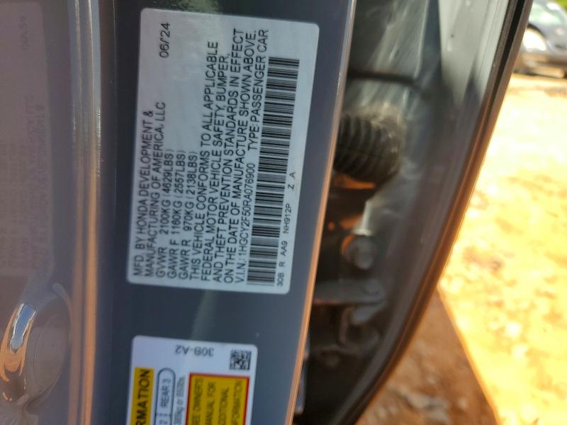 2024 Honda Accord მანქანა იყიდება აუქციონზე, vin: 1HGCY2F50RA076900, აუქციონის ნომერი: 67643776