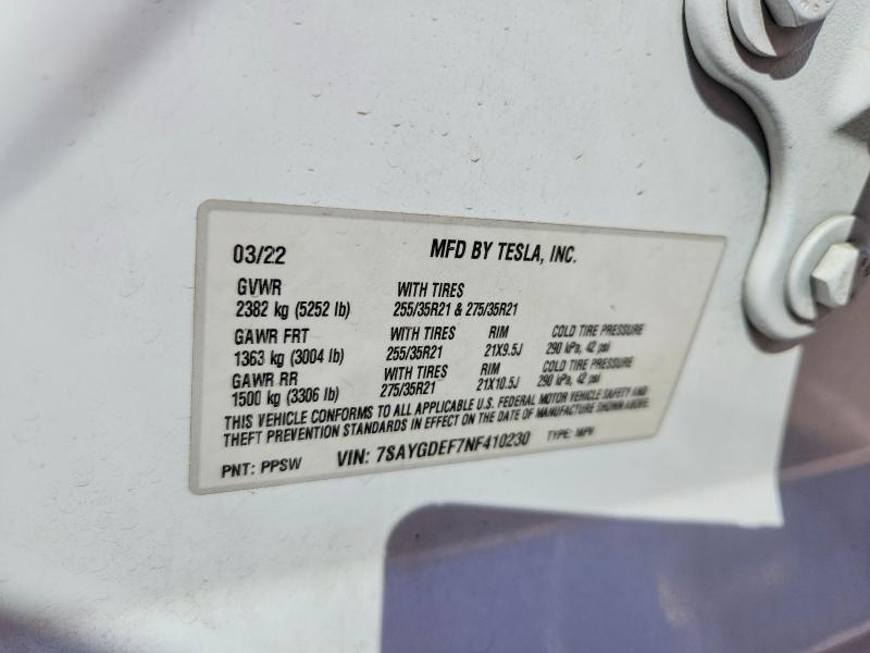Продажа на аукционе авто 2022 Tesla Model Y, vin: 7SAYGDEF7NF410230, номер лота: 69415626