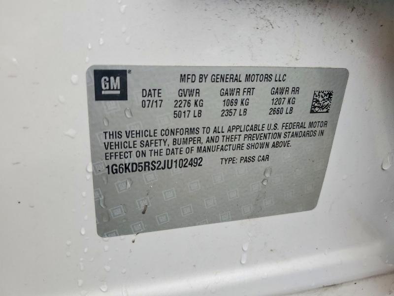 2018 Cadillac Ct6 მანქანა იყიდება აუქციონზე, vin: 1G6KD5RS2JU102492, აუქციონის ნომერი: 68352376
