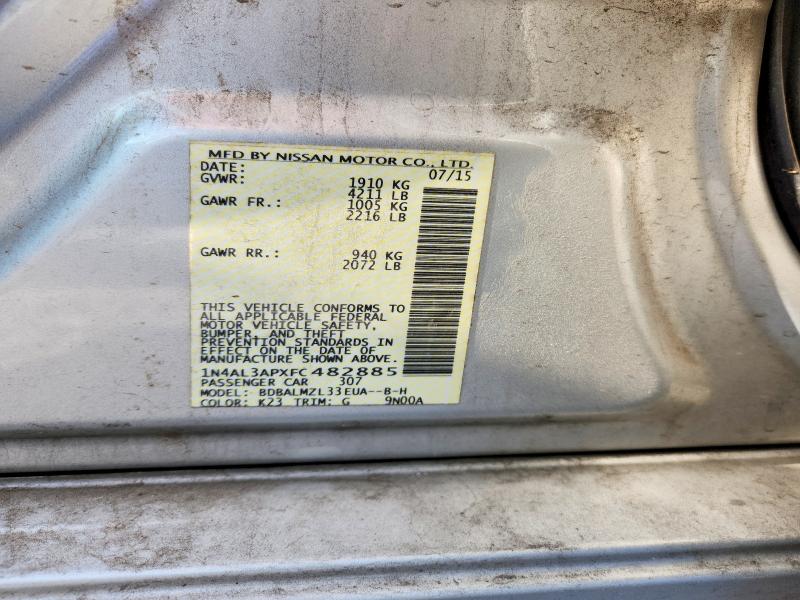 2015 Nissan Altima მანქანა იყიდება აუქციონზე, vin: 1N4AL3APXFC482885, აუქციონის ნომერი: 69979176