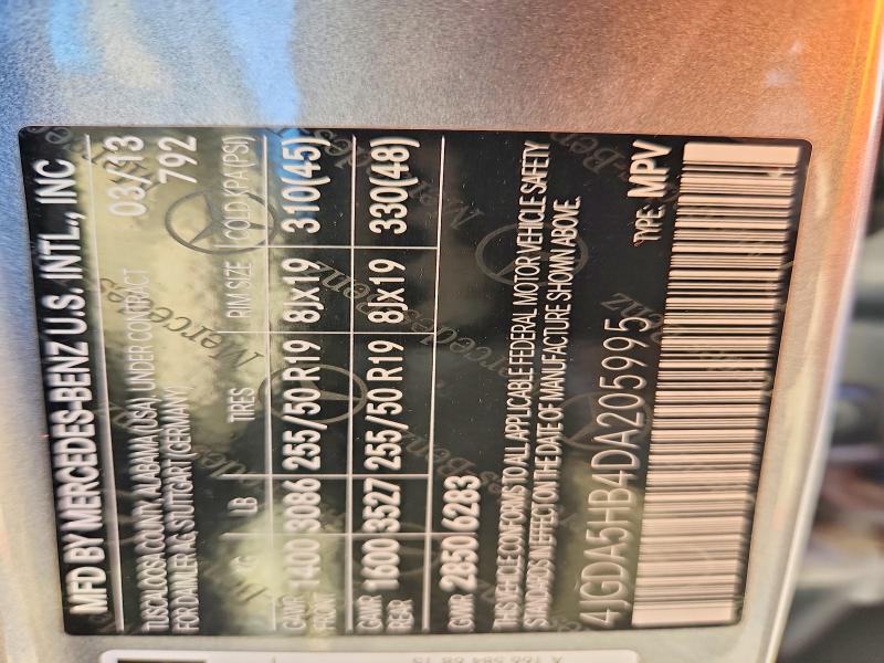 Продажа на аукционе авто 2013 Mercedes-benz Ml, vin: 4JGDA5HB4DA205995, номер лота: 69861096