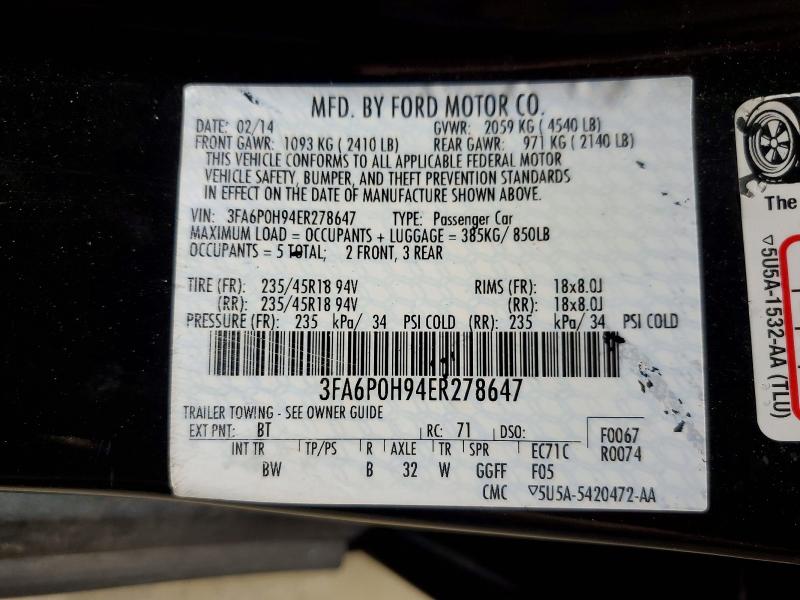 68575796 :رقم المزاد ، 3FA6P0H94ER278647         vin ، 2014 Ford Fusion مزاد بيع