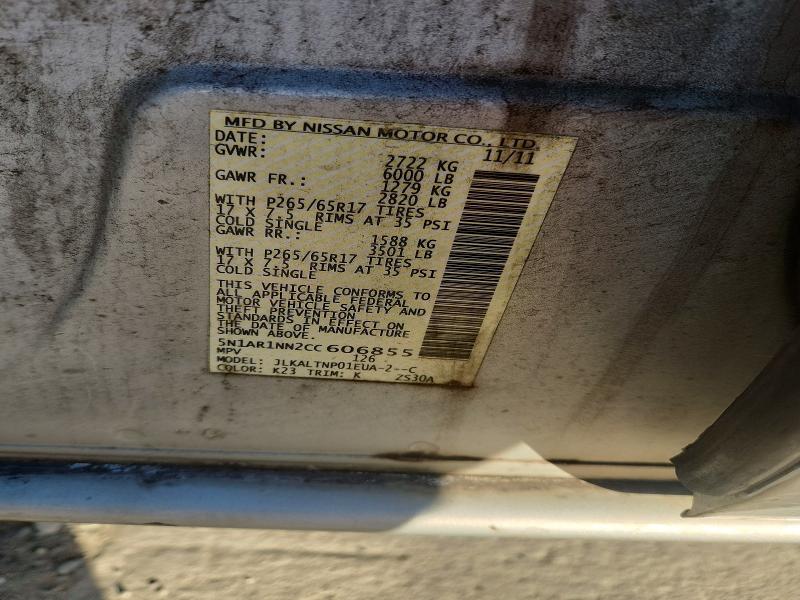 2012 Nissan Pathfinder მანქანა იყიდება აუქციონზე, vin: 5N1AR1NN2CC606855, აუქციონის ნომერი: 69405726