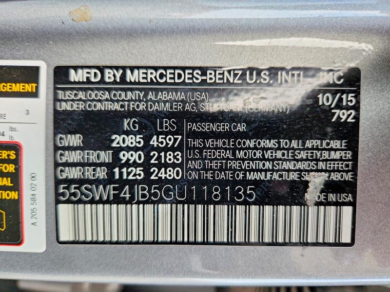 Продаж на аукціоні авто 2016 Mercedes-benz C, vin: 55SWF4JB5GU118135, номер лоту: 67018806