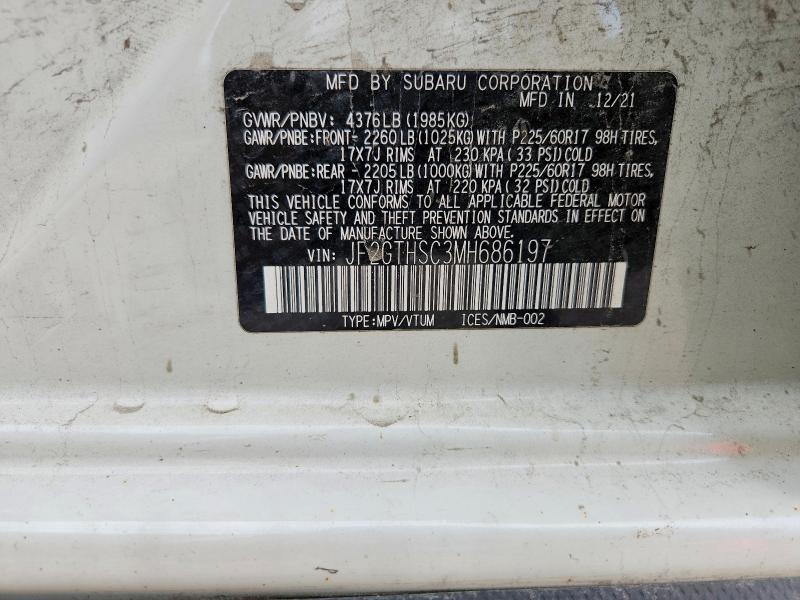 2021 Subaru Crosstrek მანქანა იყიდება აუქციონზე, vin: JF2GTHSC3MH686197, აუქციონის ნომერი: 69723516
