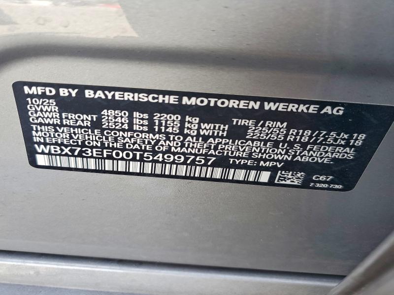 Продаж на аукціоні авто 2026 Bmw X1, vin: WBX73EF00T5499757, номер лоту: 69880256