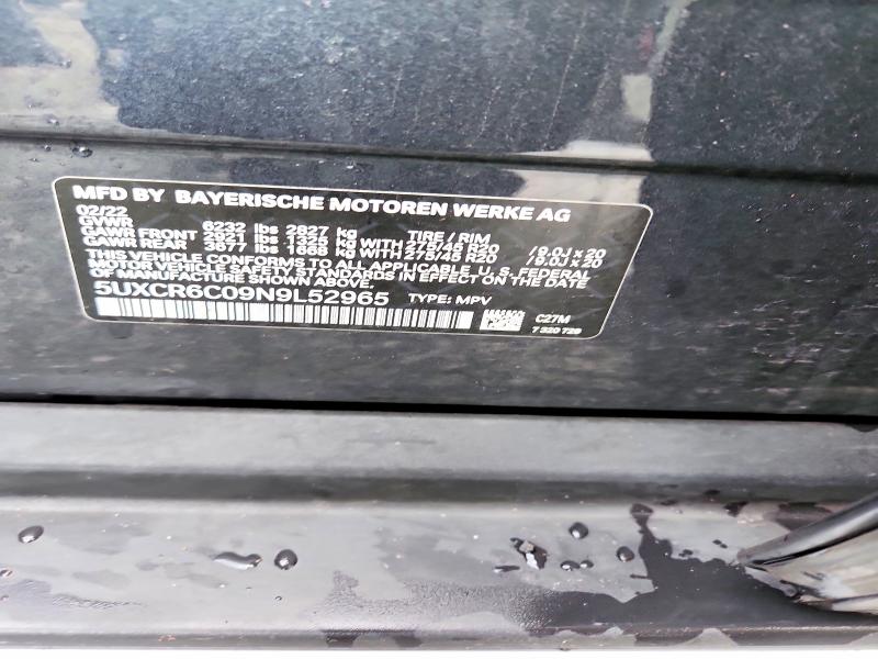 2022 Bmw X5 მანქანა იყიდება აუქციონზე, vin: 5UXCR6C09N9L52965, აუქციონის ნომერი: 67397096
