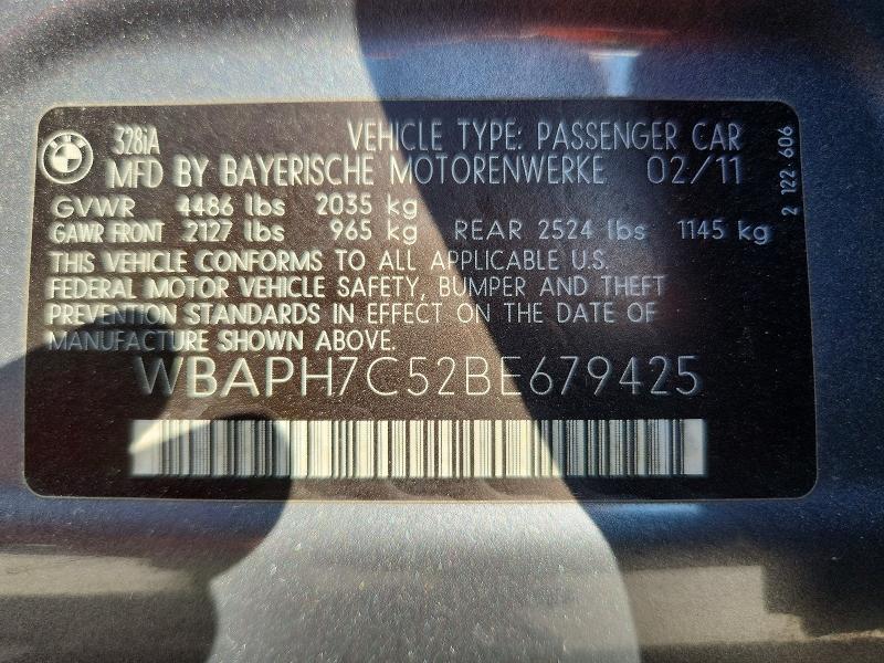 2011 Bmw 328 მანქანა იყიდება აუქციონზე, vin: WBAPH7C52BE679425, აუქციონის ნომერი: 69629636