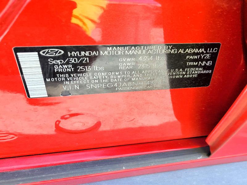 Aukcja sprzedaży 2022 Hyundai Sonata, vin: 5NPEG4JA8NH143241, numer aukcji: 71298946