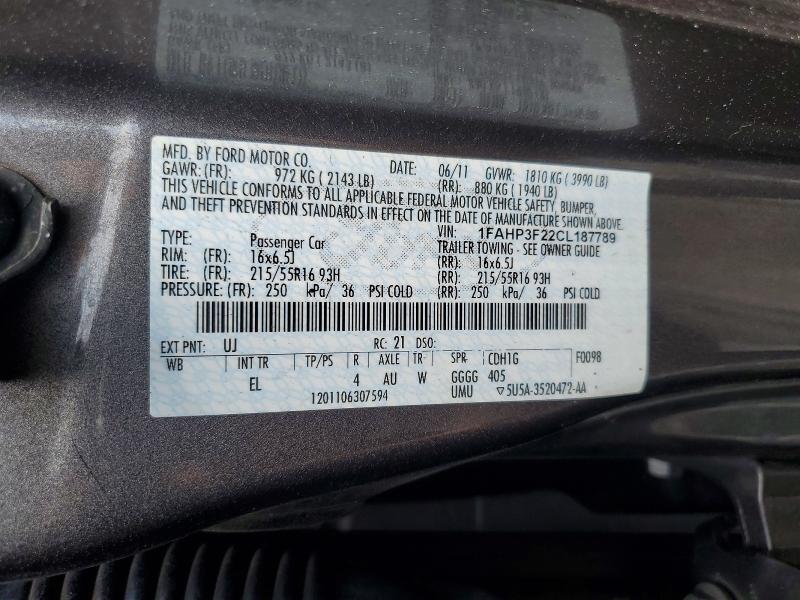 2012 Ford Focus მანქანა იყიდება აუქციონზე, vin: 1FAHP3F22CL187789, აუქციონის ნომერი: 68038866