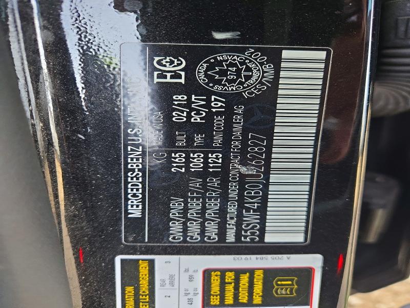 Продажа на аукционе авто 2018 Mercedes-benz C, vin: 55SWF4KB0JU262827, номер лота: 68390996