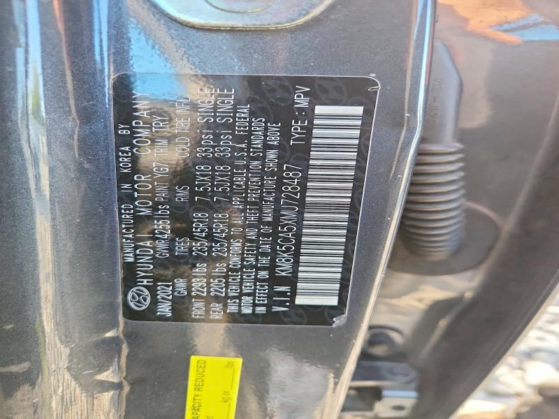68504276 :رقم المزاد ، KM8K5CA5XMU728487 vin ، 2021 Hyundai Kona مزاد بيع