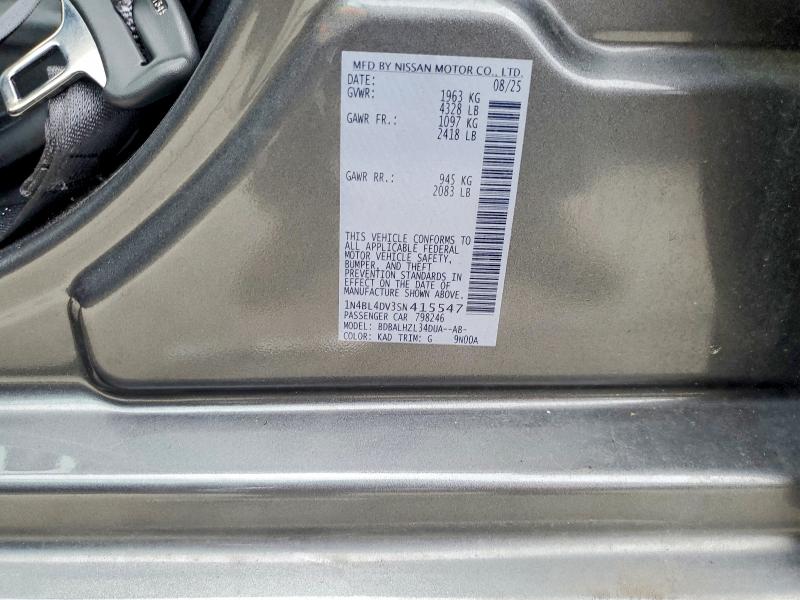 Продаж на аукціоні авто 2025 Nissan Altima, vin: 1N4BL4DV3SN415547, номер лоту: 69996156