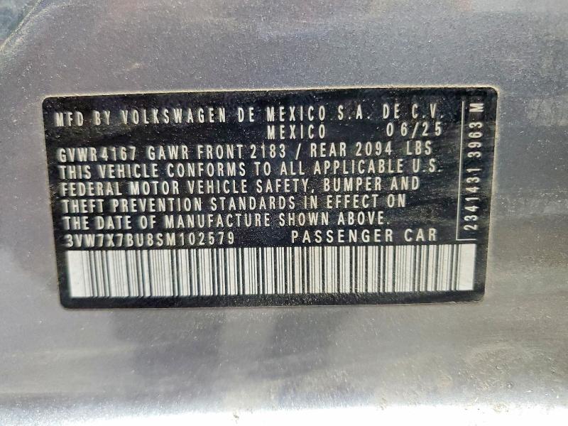 Aukcja sprzedaży 2025 Volkswagen Jetta, vin: 3VW7X7BU8SM102579, numer aukcji: 69510946