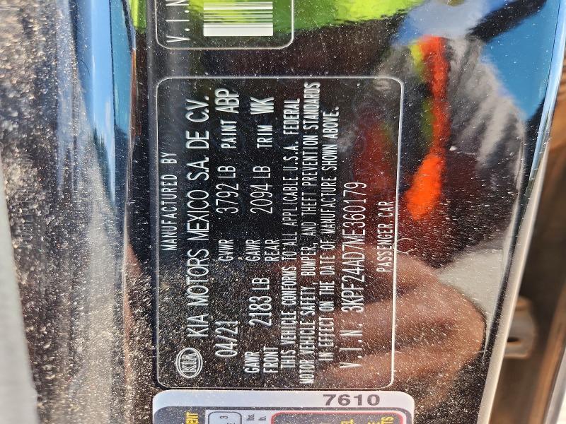 2021 Kia Forte მანქანა იყიდება აუქციონზე, vin: 3KPF24AD7ME360179, აუქციონის ნომერი: 69153106