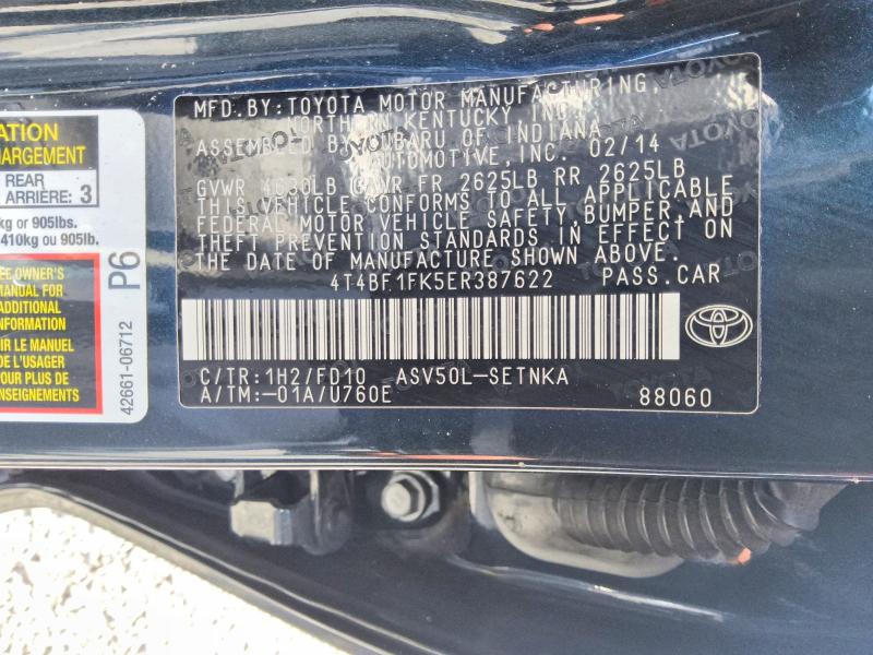Aukcja sprzedaży 2014 Toyota Camry, vin: 4T4BF1FK5ER387622, numer aukcji: 66740246