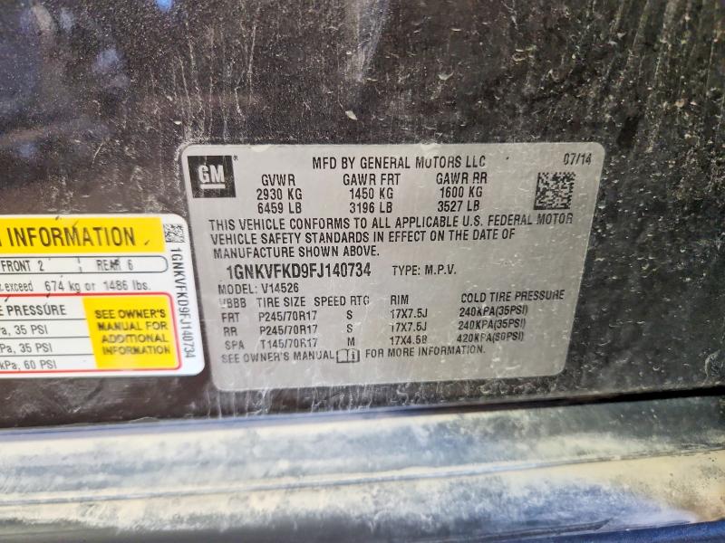 68036596 :رقم المزاد ، 1GNKVFKD9FJ140734 vin ، 2015 Chevrolet Traverse مزاد بيع
