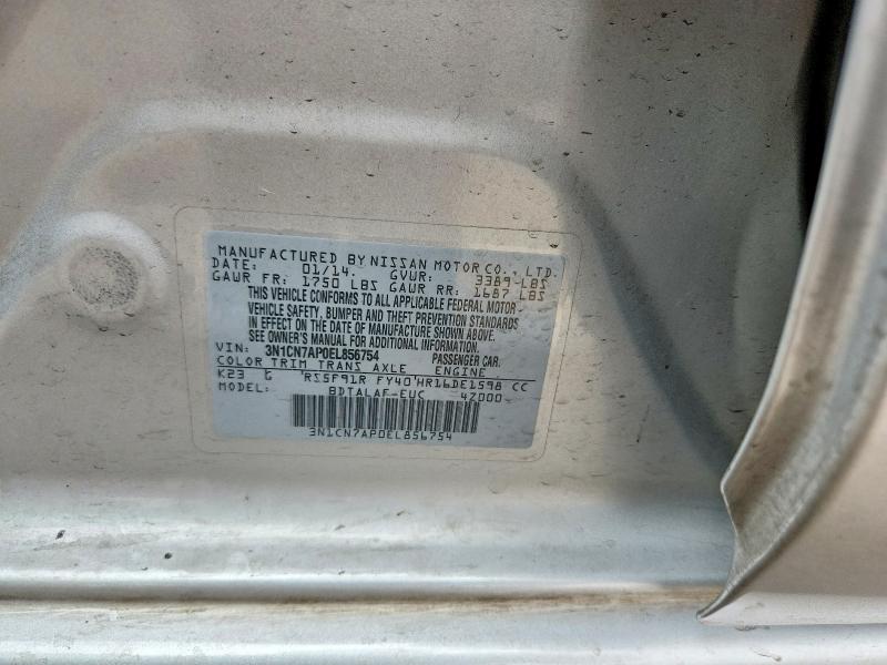 Продажа на аукционе авто 2014 Nissan Versa, vin: 3N1CN7AP0EL856754, номер лота: 67984576