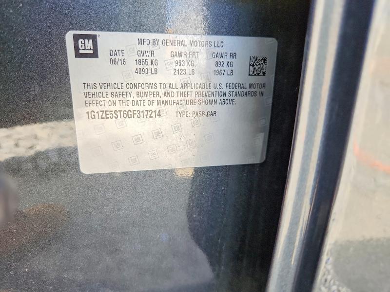 68562866 :رقم المزاد ، 1G1ZE5ST6GF317214 vin ، 2016 Chevrolet Malibu مزاد بيع