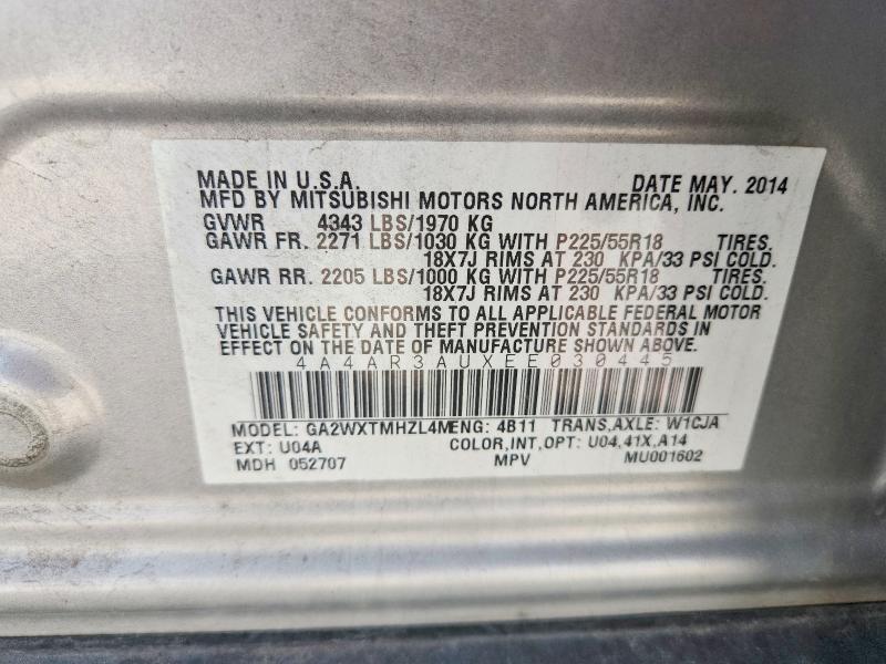 Aukcja sprzedaży 2014 Mitsubishi Outlander Sport, vin: 4A4AR3AUXEE030445, numer aukcji: 69206046