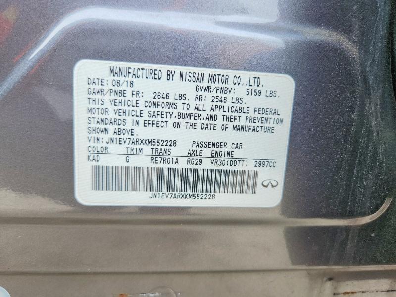 Aukcja sprzedaży 2019 Infiniti Q50, vin: JN1EV7ARXKM552228, numer aukcji: 67186376
