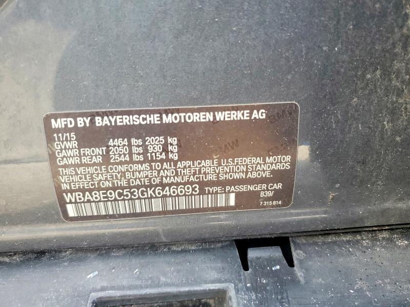 Продажа на аукционе авто 2016 Bmw 328, vin: WBA8E9C53GK646693, номер лота: 69315916