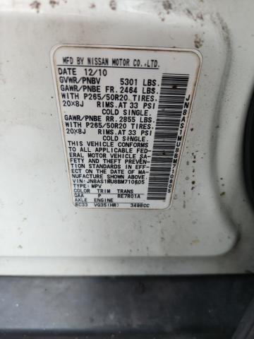 69001876 :رقم المزاد ، JN8AS1MU8BM710605 vin ، 2011 Infiniti Fx35 مزاد بيع