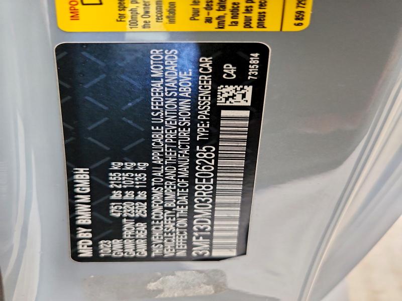 63362116 :رقم المزاد ، 3MF13DM03R8E06285 vin ، 2024 Bmw M2 مزاد بيع