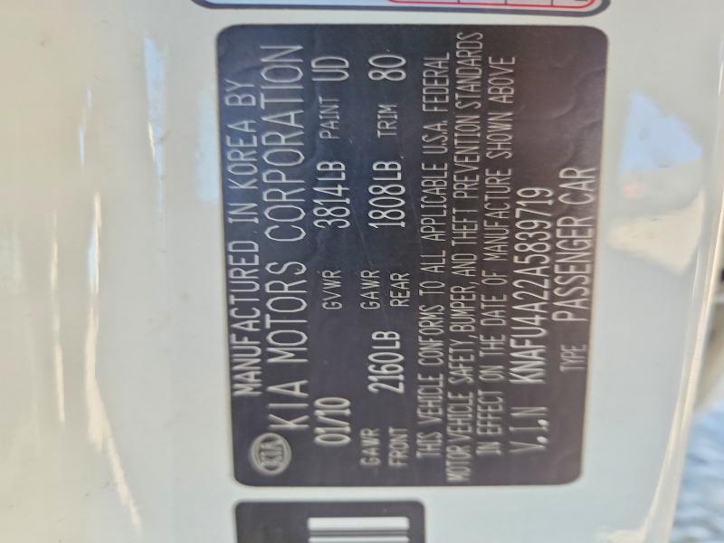 70179746 :رقم المزاد ، KNAFU4A22A5839719 vin ، 2010 Kia Forte مزاد بيع