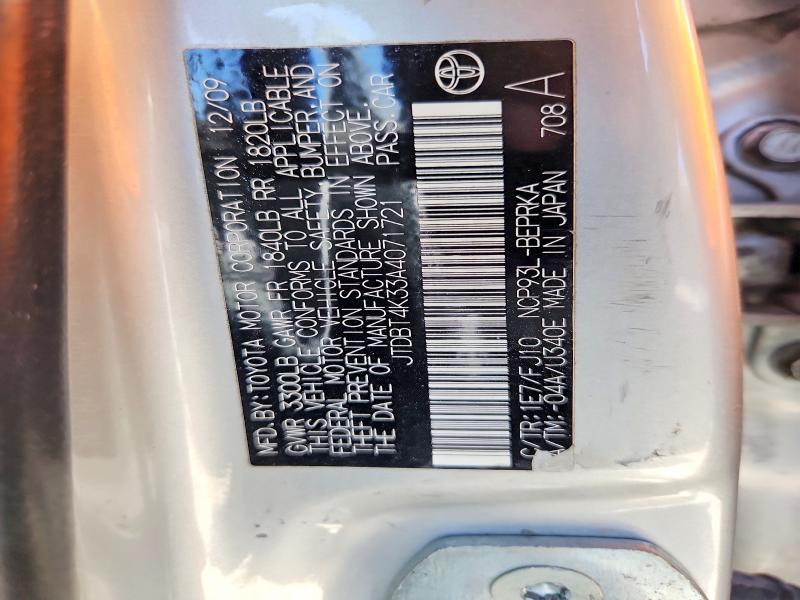 Продаж на аукціоні авто 2010 Toyota Yaris, vin: JTDBT4K33A4071721, номер лоту: 67908566