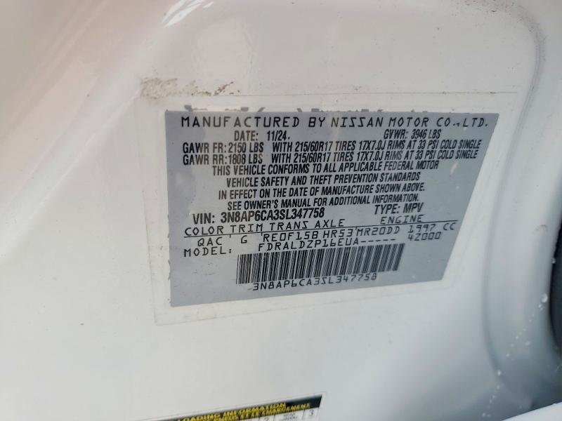 67314126 :رقم المزاد ، 3N8AP6CA3SL347758 vin ، 2025 Nissan Kicks مزاد بيع
