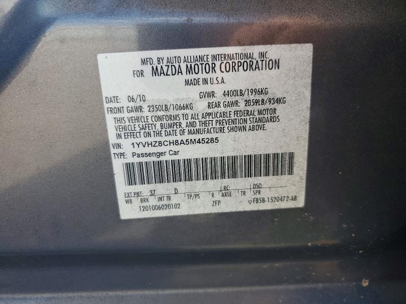 Aukcja sprzedaży 2010 Mazda 6, vin: 1YVHZ8CH8A5M45285, numer aukcji: 68379326