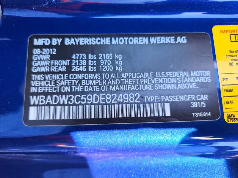 Продаж на аукціоні авто 2013 Bmw 328, vin: WBADW3C59DE824982, номер лоту: 68037446